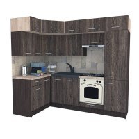 Bucatarie de Colt BIG GENA NEW DR. 140-250, Wenge / Decor 7648